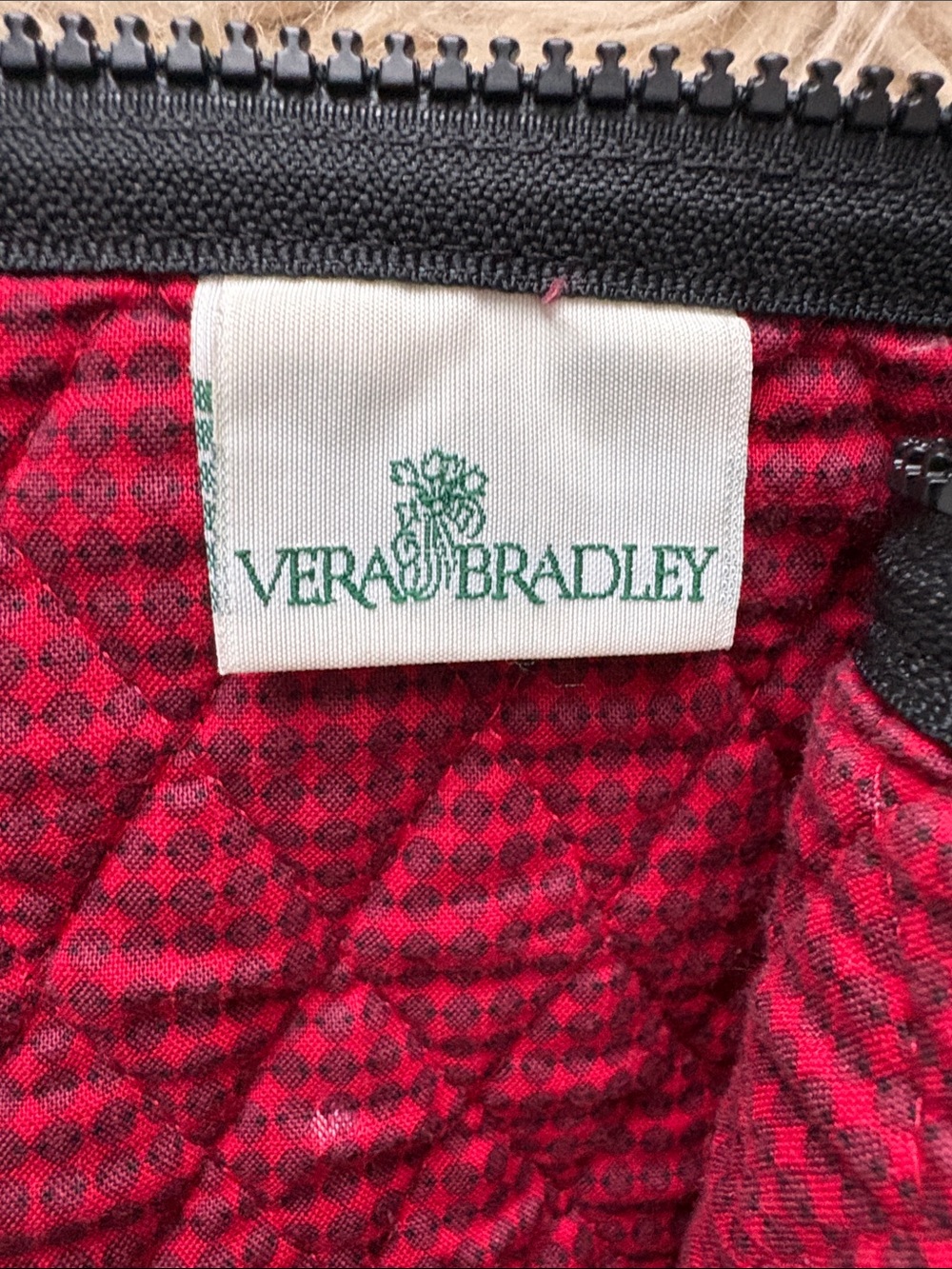 Vera Bradley Black Quilted Tote with Red and Cream Floral Trim - Picture 4 of 9